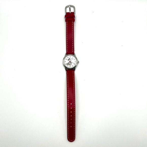 Disney Accutime Minnie Mouse Red leather strap ladies  watch working - Picture 8 of 10